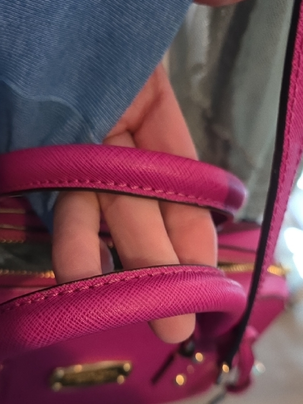 Michael Kors Hot Pink Saffiano Satchel with Gold Hardware - Picture 5 of 10